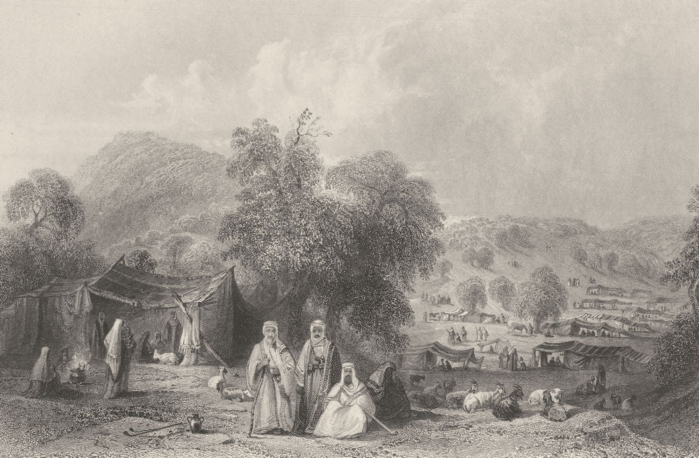 ISRAEL. Palestine. Arab Camp near Mt Tabor. Figures. Goats.  1847 old print